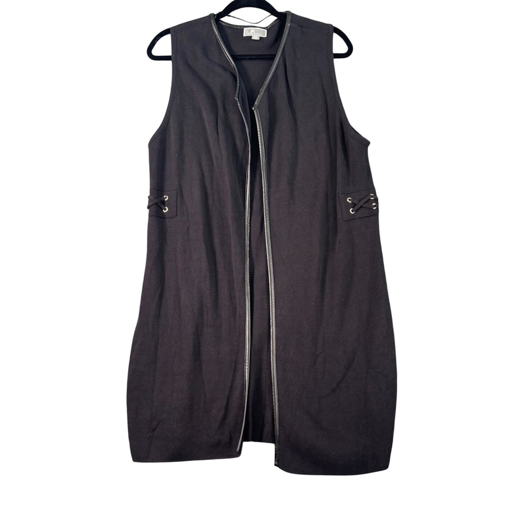 JM Collection P/XL Black Long Vest Zip Front Minimalist Career Capsule